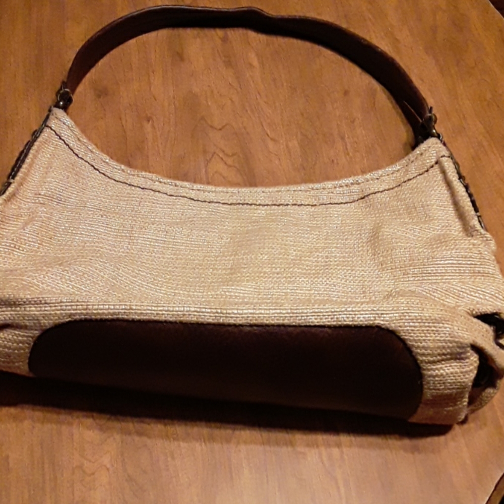 Fossil Tweed/Leather Hobo Bag